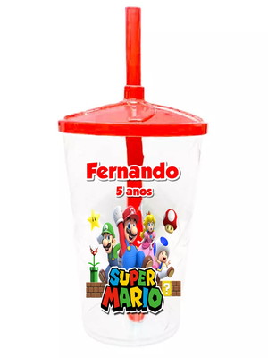 30 copos twister personalizado 400ml super mario