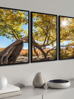 Quadro decorativo paisagem árvore folhagem sala quarto hall