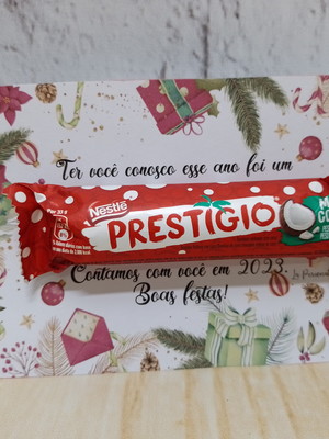 Lembrancinha final de ano-cartão com prestígio c/10 unidades
