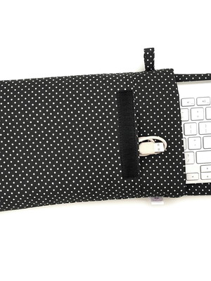 Case porta teclado menor 28x14x2cm com bolso 30x16 preto poá