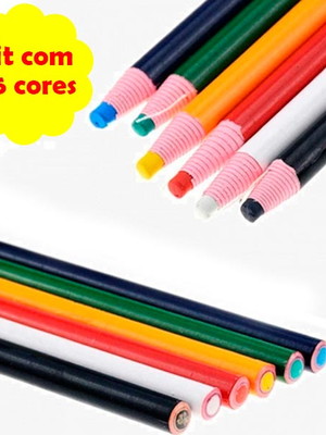 Kit com 6 lapis marcador de tecido, giz alfaiate, costura -