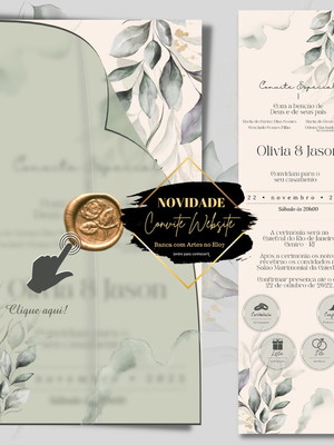 Convite de casamento virtual interativo vintage folhagem i