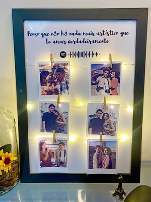 Quadro led personalizado com foto frase e música