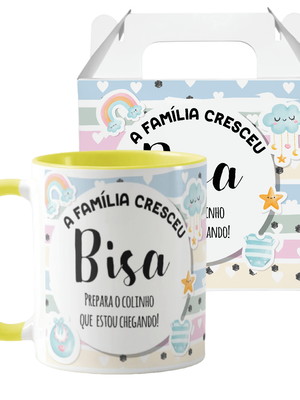 Caneca presente anúncio de gravidez a família cresceu bisa