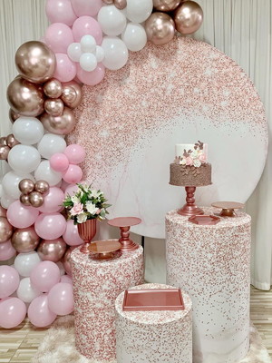 Aluguel - decoração rosê gold - pegue e monte