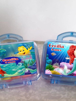Mini maleta mais massinha com molde pequena sereia