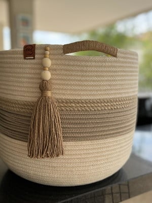 Cesto organizador para mantas, com alça 30x35cm
