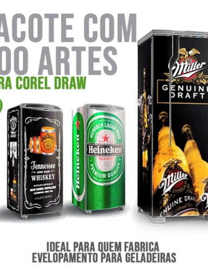 Kit +200 artes para envelopamento de geladeira em corel draw
