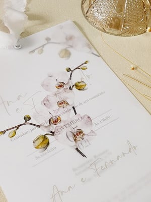 Convite casamento papel vegetal orquídea