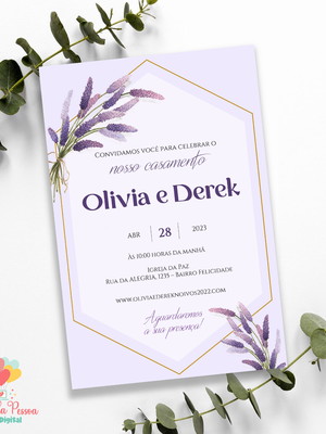 Convite digital de casamento lavanda