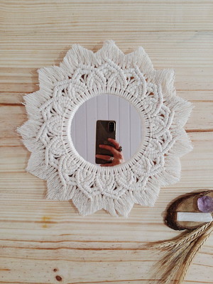 Iluminar 30cm - espelho mandala macrame