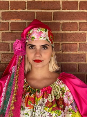 Lenço cigana floral e com flor