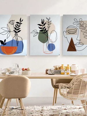 Conjunto com 3 quadros decorativos pintados a mão