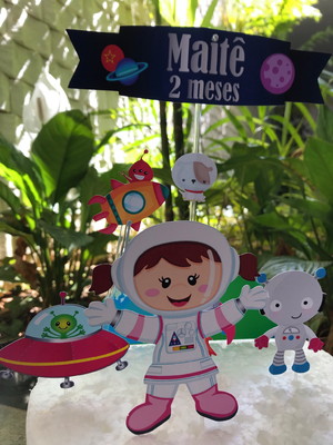 Topo de bolo astronauta menina