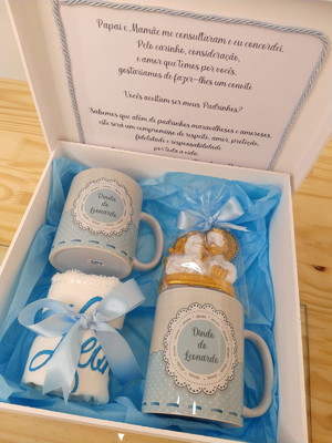 Caixa mdf padrinhos de batizado personalizada