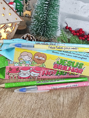 Caixinha com lápis e caneta- mimo de natal