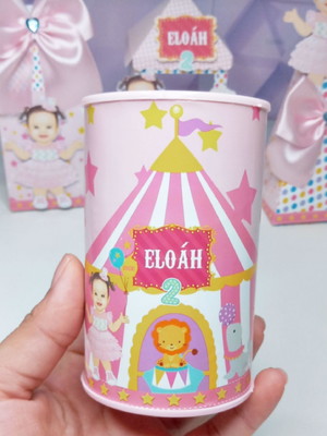 Cofrinho personalizado circo rosa