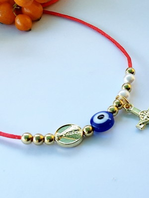 Pulseira vermelha cordão vermelho com pingentes nossa senhor