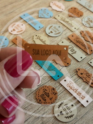 50 tags m , etiqueta em couro sintético