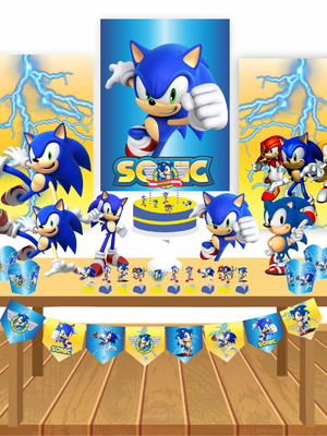 Kit festa infantil sonic lembrancinha só um bolinho menino