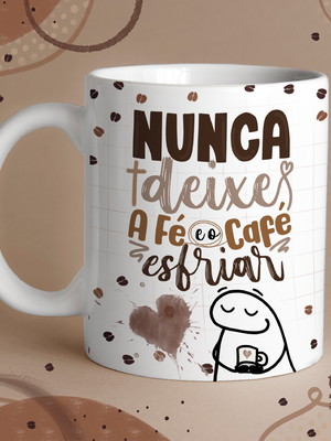 Caneca café flork bentô nunca deixe a fé e o café esfriar