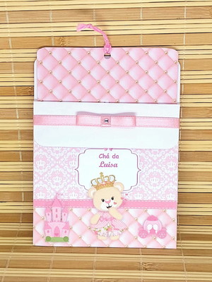 Convite com envelope ursinha princesa