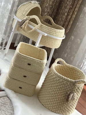 Berçinho cesto moisés de crochê/kit quarto bebê/enxoval