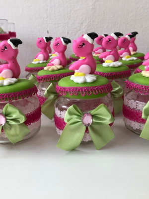 10 potes flamingo biscuit