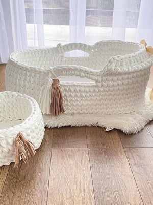 Moisés de crochê para bebê/ berçinho para sala/ cesto moisés