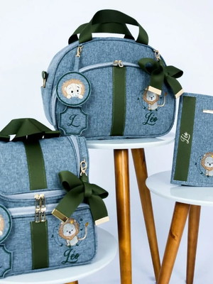 Kit de bolsa maternidade luxo bolsa g , mochila e caderneta