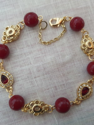 Pulseira de pedra natural jade rubi
