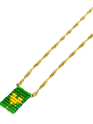 Colar escapulário brasil miyuki