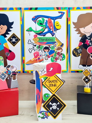 Kit festa pronta lembrancinha skate 53- itens