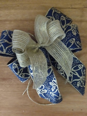 Laço de natal - azul marinho com ouro
