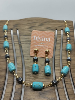 Conjunto turquesa e hematita