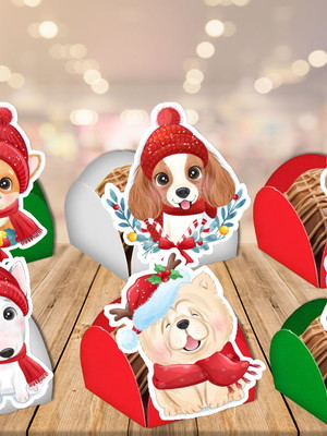 Forminhas pets de natal - cachorrinhos para festa pets