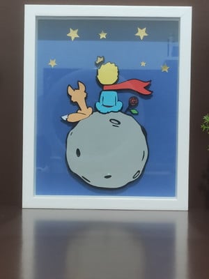 Quadro scrap - pequeno príncipe - moldura mdf - 27x23x3