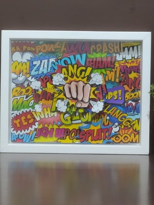Quadro scrap - geek - moldura mdf - 27x23x3