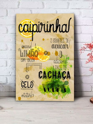 Placa decorativa caipirinha receita-20x30cm