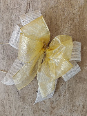 Laço de natal - natural com dourado
