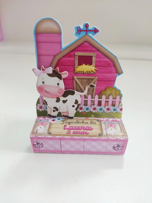 Porta bis duplo fazendinha menina aquarela
