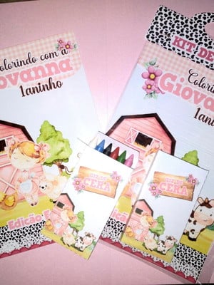 Kit colorir fazendinha rosa aquarelada