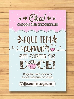 Cartão agradecimento para cliente doce confeitaria