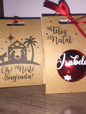 Bola de natal personalizada5 cm + embalagem pra persente