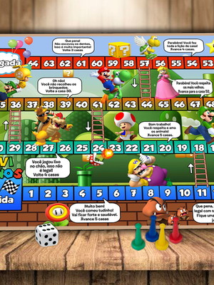 Tabuleiro educativo personalizado super mario bross