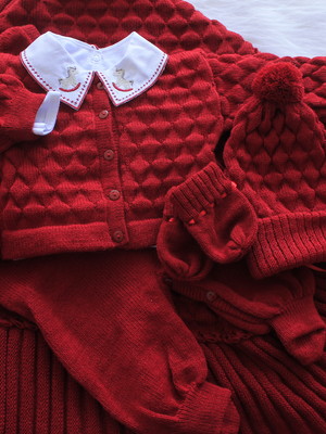 Saída maternidade tricô menino manta casaco salopet vermelho