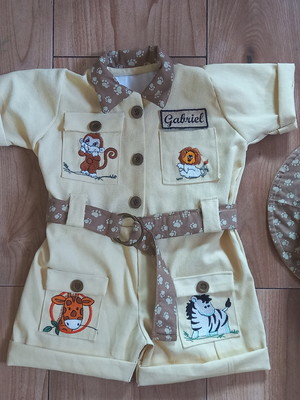 Fantasia safari luxo, roupa safari, caçador, selva, infantil