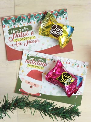 Cartão com bombom- mimo natal