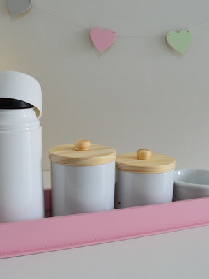 Kit higiene rosa porcelana bebê retangular pinus térmic k160