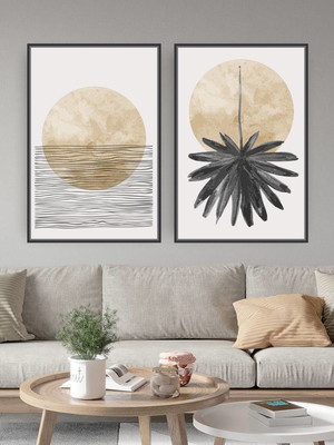 Quadro canvas duplo palmeira black 63x42 com moldura